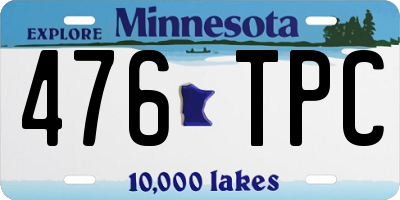 MN license plate 476TPC