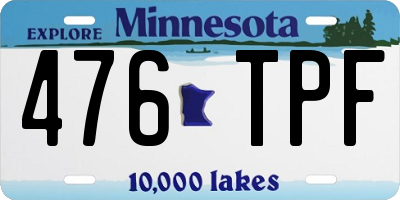MN license plate 476TPF