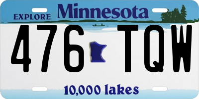 MN license plate 476TQW