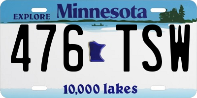 MN license plate 476TSW