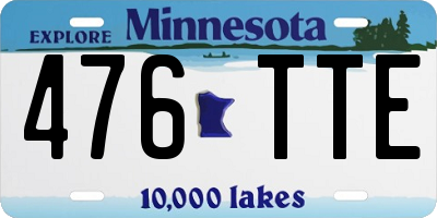 MN license plate 476TTE