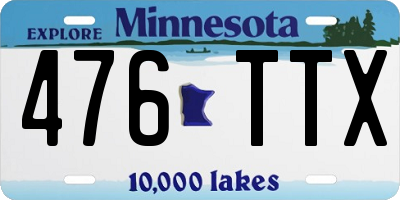MN license plate 476TTX