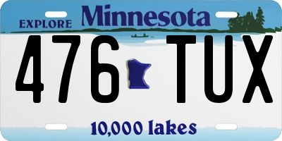 MN license plate 476TUX