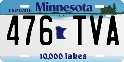 MN license plate 476TVA