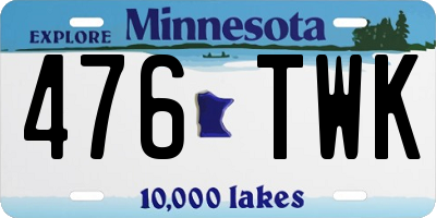 MN license plate 476TWK