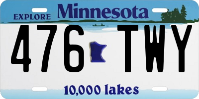 MN license plate 476TWY