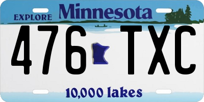 MN license plate 476TXC