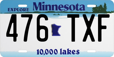 MN license plate 476TXF