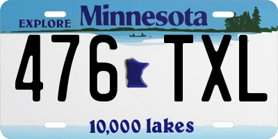 MN license plate 476TXL