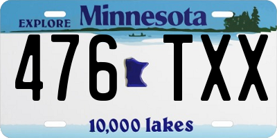 MN license plate 476TXX