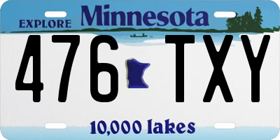 MN license plate 476TXY