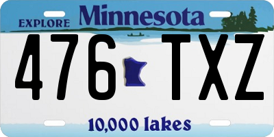 MN license plate 476TXZ