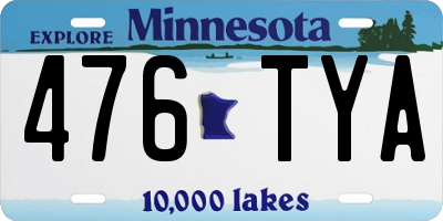 MN license plate 476TYA