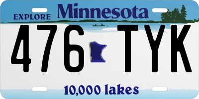 MN license plate 476TYK