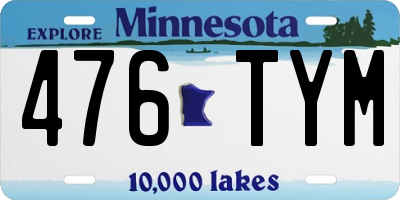 MN license plate 476TYM