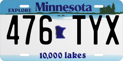 MN license plate 476TYX