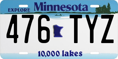MN license plate 476TYZ