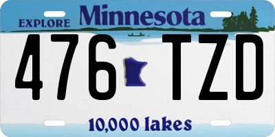 MN license plate 476TZD