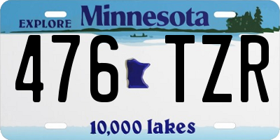 MN license plate 476TZR