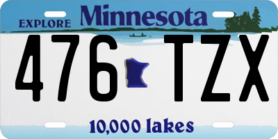 MN license plate 476TZX