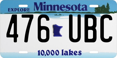 MN license plate 476UBC