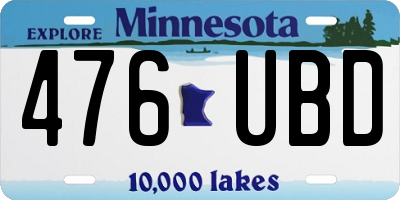 MN license plate 476UBD