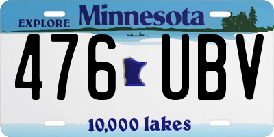 MN license plate 476UBV