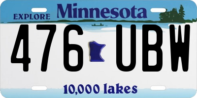 MN license plate 476UBW