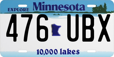 MN license plate 476UBX