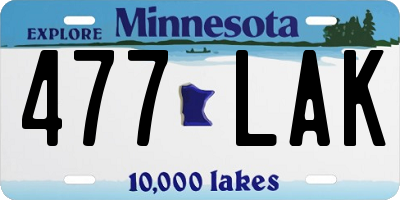 MN license plate 477LAK