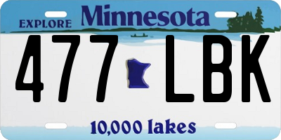 MN license plate 477LBK