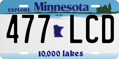 MN license plate 477LCD