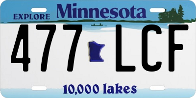 MN license plate 477LCF