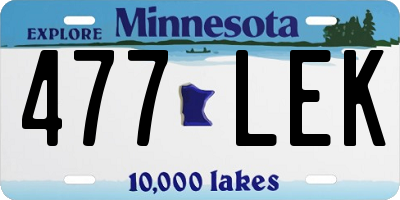 MN license plate 477LEK