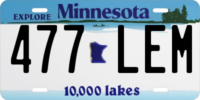 MN license plate 477LEM
