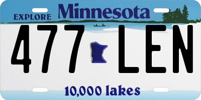 MN license plate 477LEN