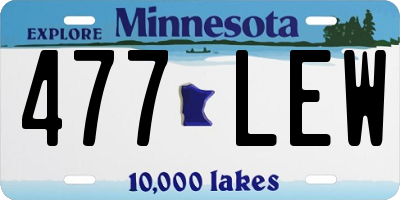 MN license plate 477LEW