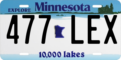 MN license plate 477LEX