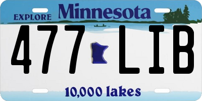 MN license plate 477LIB