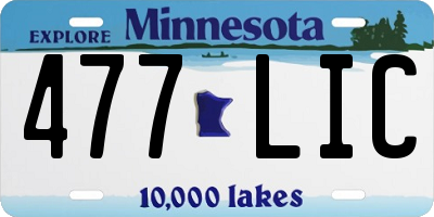 MN license plate 477LIC