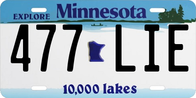 MN license plate 477LIE