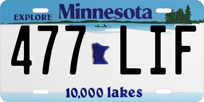 MN license plate 477LIF