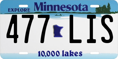 MN license plate 477LIS
