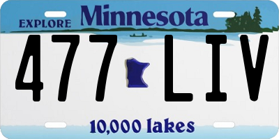 MN license plate 477LIV