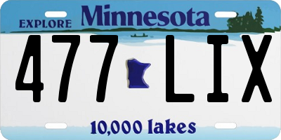 MN license plate 477LIX