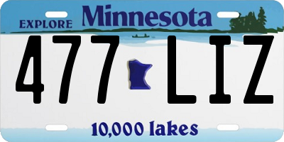 MN license plate 477LIZ