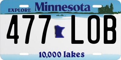 MN license plate 477LOB