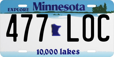 MN license plate 477LOC