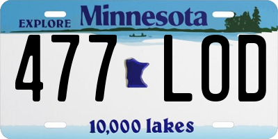 MN license plate 477LOD