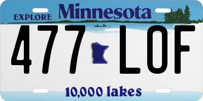 MN license plate 477LOF